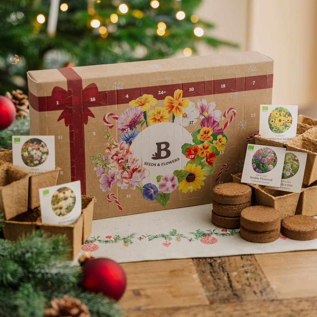 Kalendarz adwentowy z nasionami kwiatów