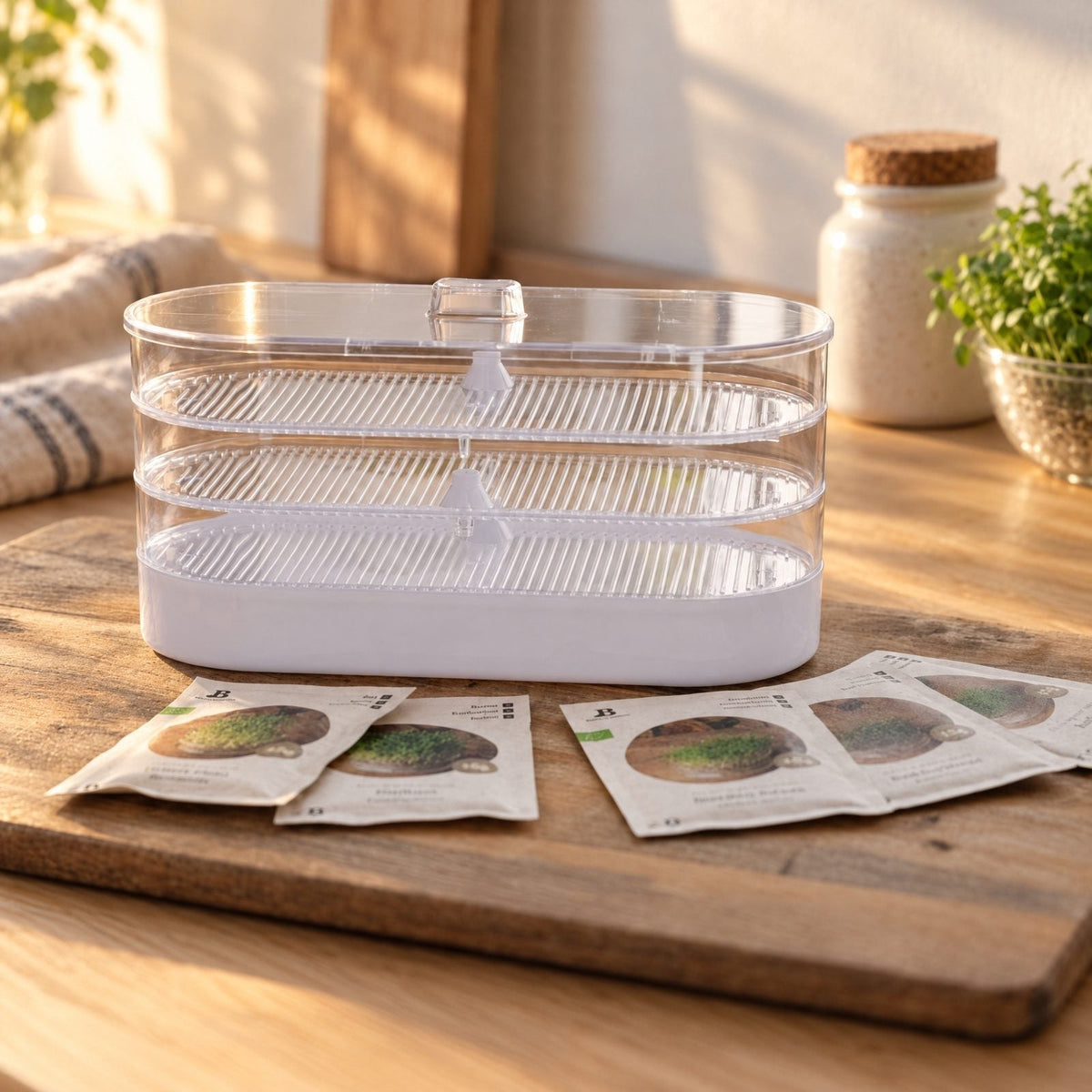 Zestaw microgreens z wieżą kiełkowniczą - 5 torebek nasion ekologicznych